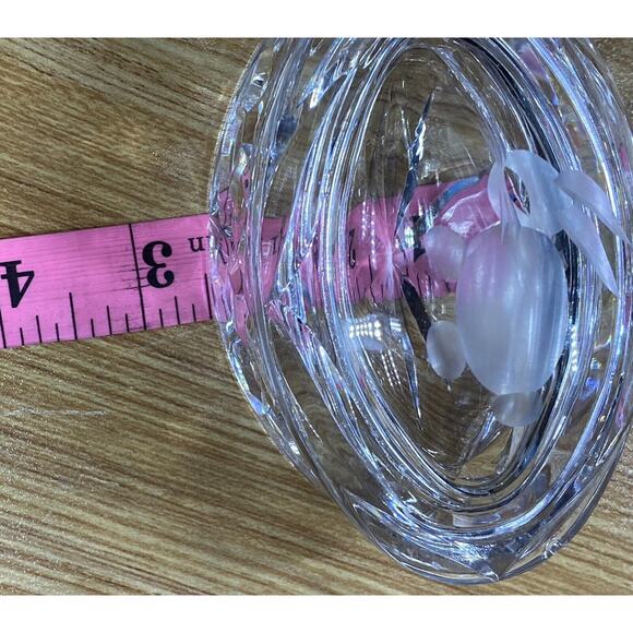 Vintage Rogaska Lead Crystal Slovenia Oval Trinket Box Etched Bunny Rabbit - Picture 11 of 11